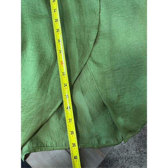 Nordstrom Rack Favlux Green Faux Wrap Shimmer Maxi Skirt Size Large - Picture 15 of 16